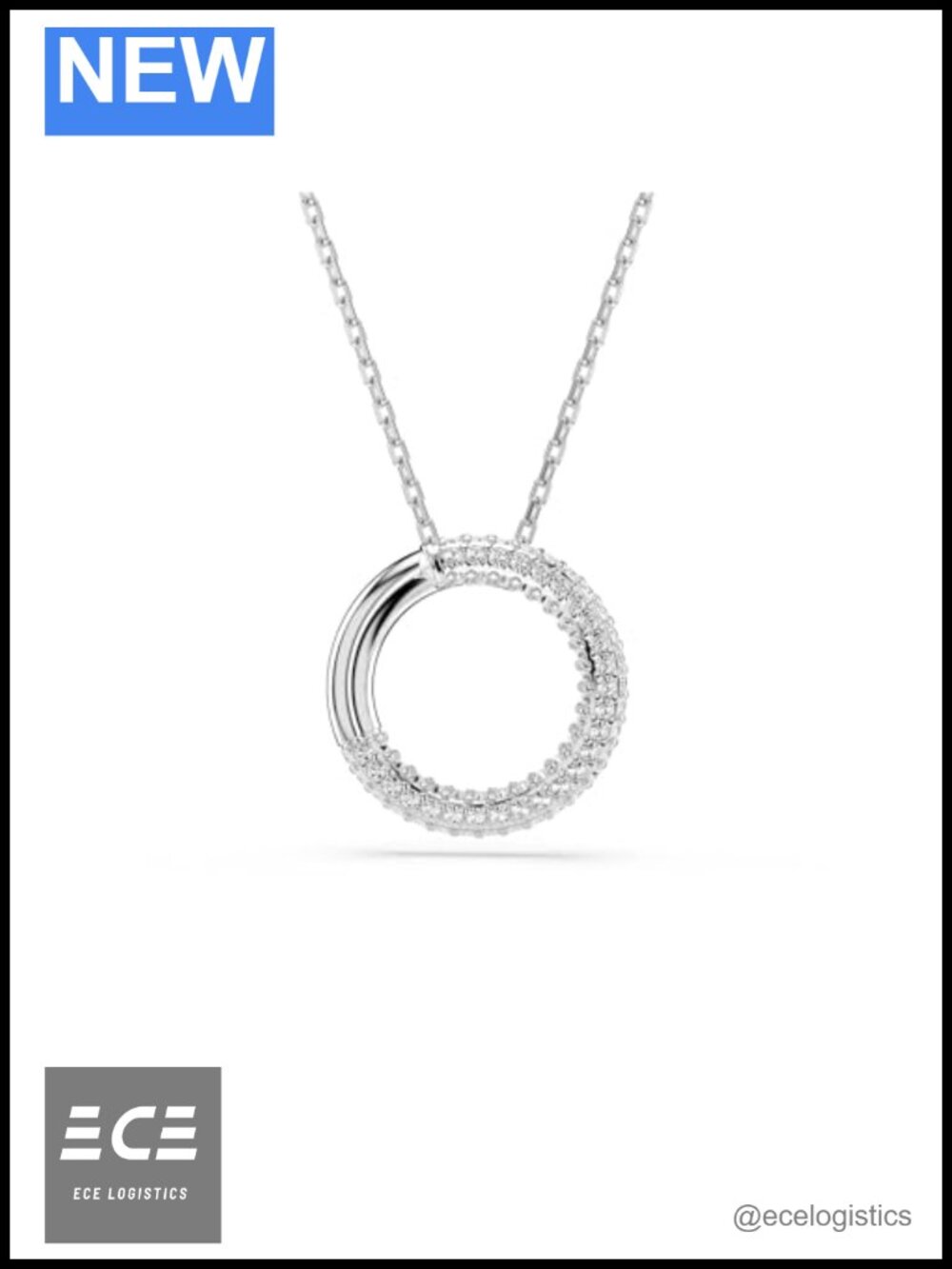 Swarovski Dextera Pendant Necklace Clear Crystal Rhodium Plated